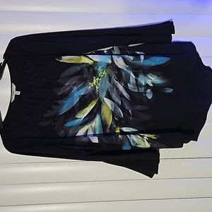 Coast Women’s Top, Black Green Blue, Comfortable Fit, (Size 8)